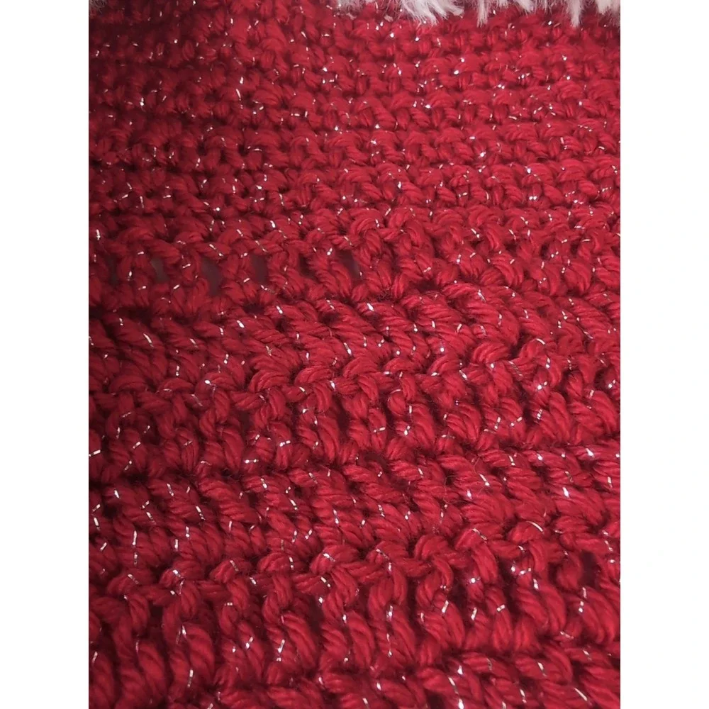 Baby Holiday Sweaters Crochet Handmade Red & White Set Of Three Vintage Matching
